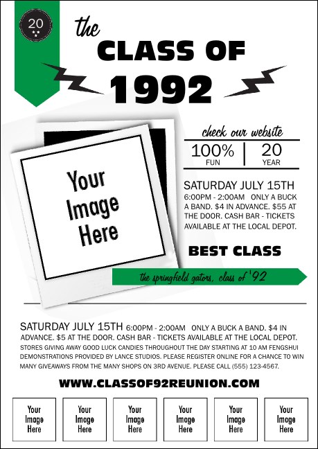 Class Reunion Mascot Green Postcard Mailer Product Front