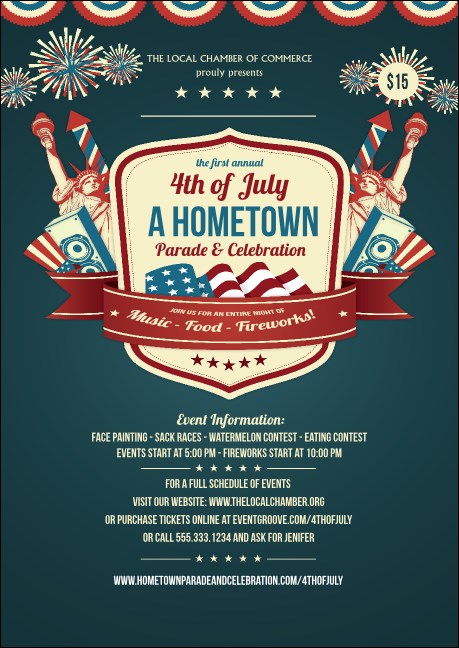 Fourth of July Freedom Blue Postcard Mailer