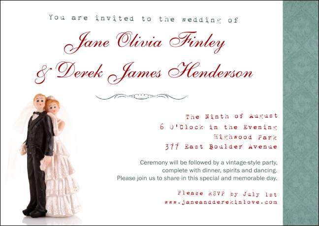 Vintage Bride and Groom Postcard Mailer Product Front