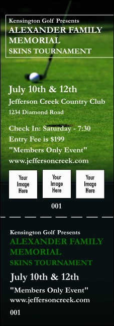 Golf Photo Event Ticket Product Front