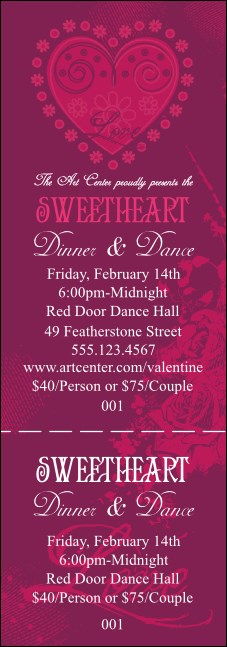 Valentine Heart Event Ticket Product Front