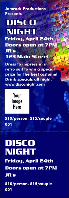 Disco Event Ticket Product Front