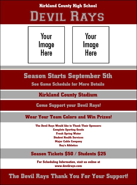 Sports Flyer 002 in Maroon and Silver Product Front