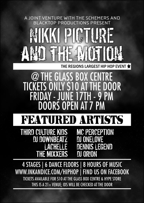 Galaxy Hip Hop Black and White Postcard Product Front