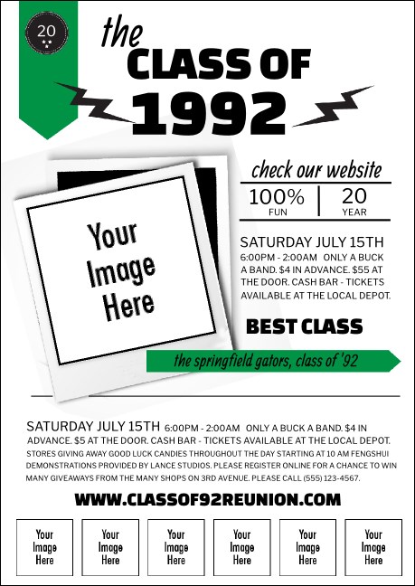 Class Reunion Mascot Green Postcard Product Front
