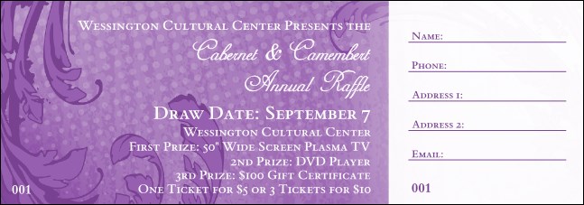 Classic Purple Raffle Ticket Product Front