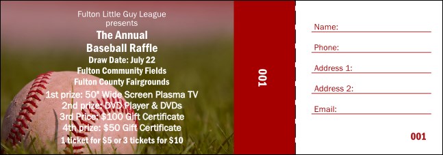 Baseball Raffle Ticket 002 Product Front
