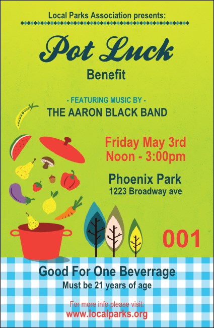 Potluck Benefit Drink Ticket Product Front